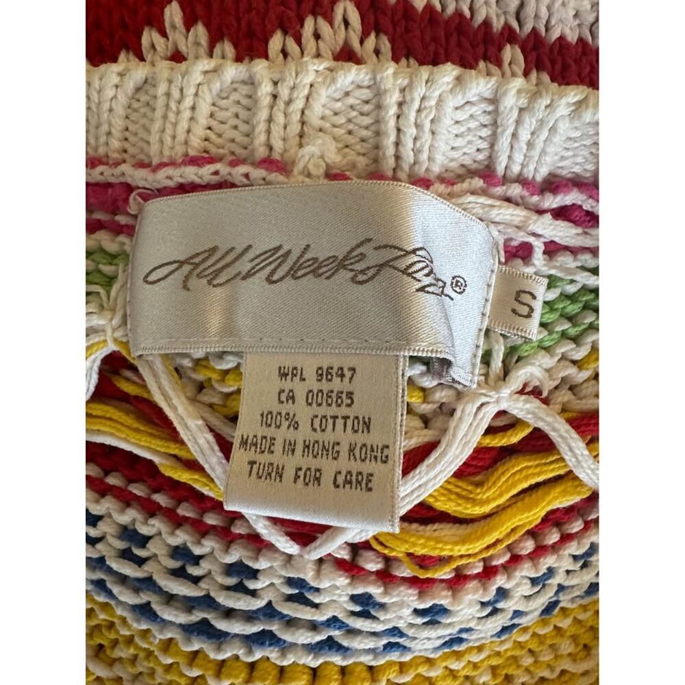 All Week Long Women’s Small Vintage Multicolor Cotton & Wood Bead Knit Vest - Picture 9 of 9
